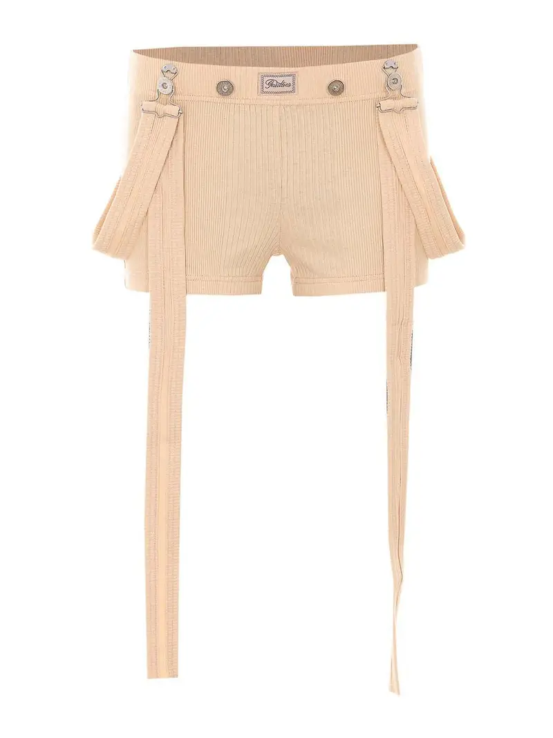 Pantaloncini a costine color carne Beige