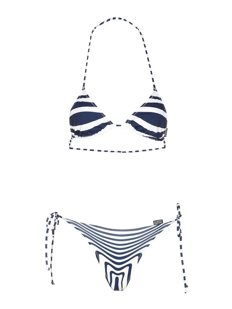 Set bikini a righe blu e bianche