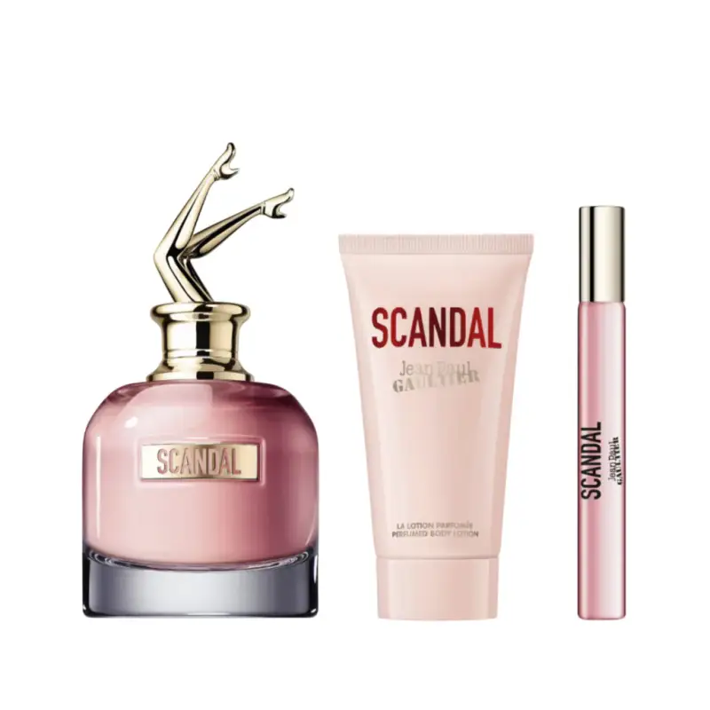Set Jean Paul Gaultier Scandal Eau De Parfum da donna 50 ml + Scandal Eau De Parfum da donna 6 ml *Miniature + Scandal lozione corpo 75 ml