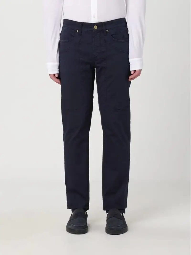 Jeckerson pantalone blu navy uomo in cotone smil fit logo sul retro