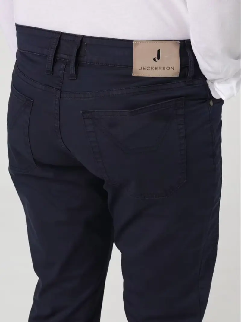 Jeckerson pantalone blu navy uomo in cotone smil fit logo sul retro miniatura 3