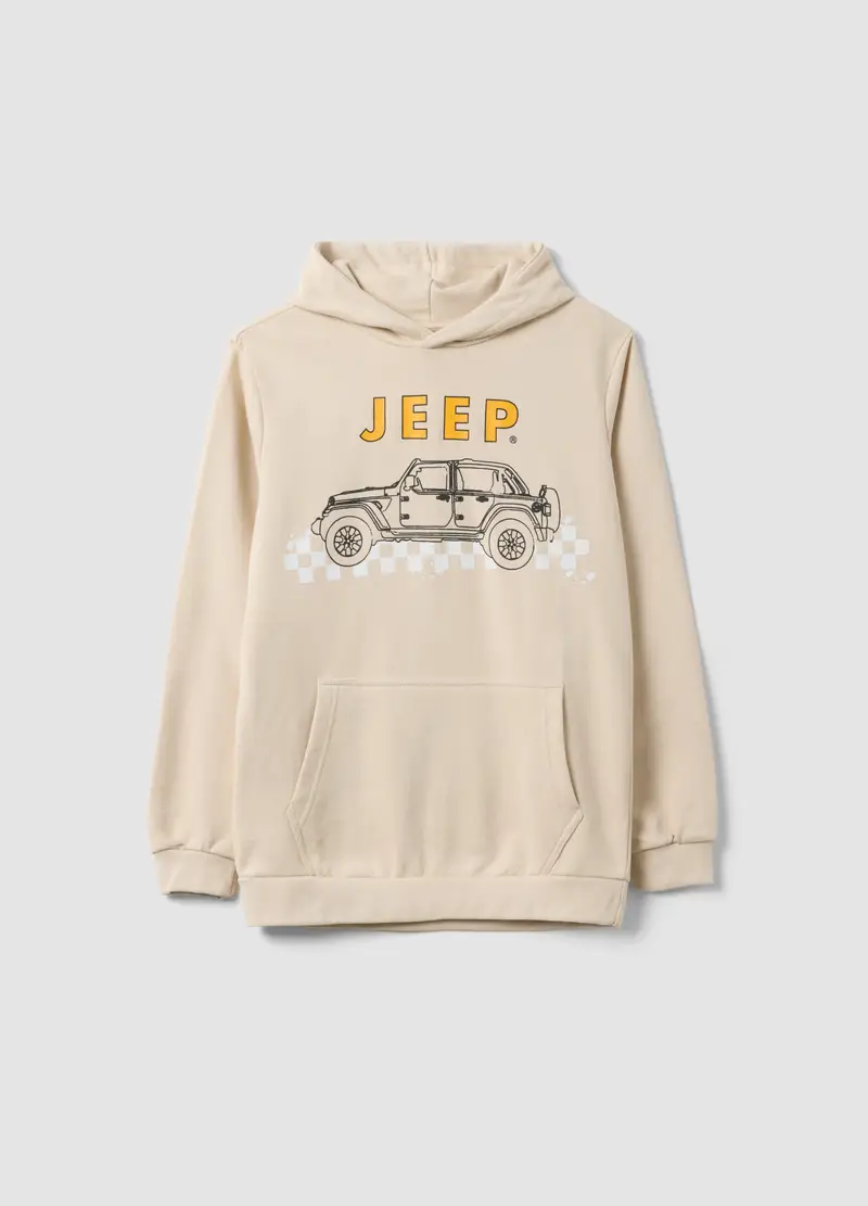 Felpa In Misto Cotone Beige Da Bambino Regular Fit Con Stampa, Beige