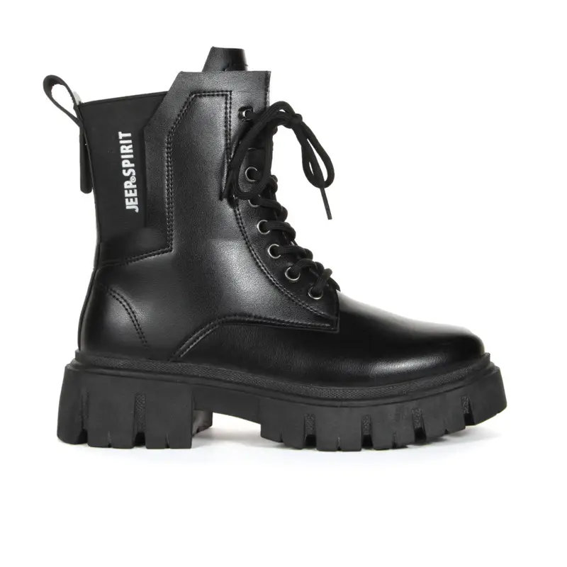 Anfibi neri con logo e suola platform