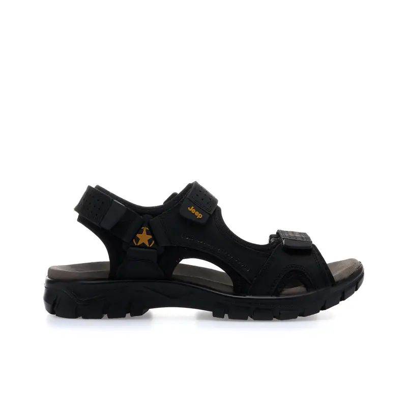 Sandali sportivi neri in pelle da uomo