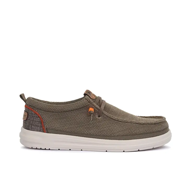Sneakers beige da uomo in tessuto con lacci