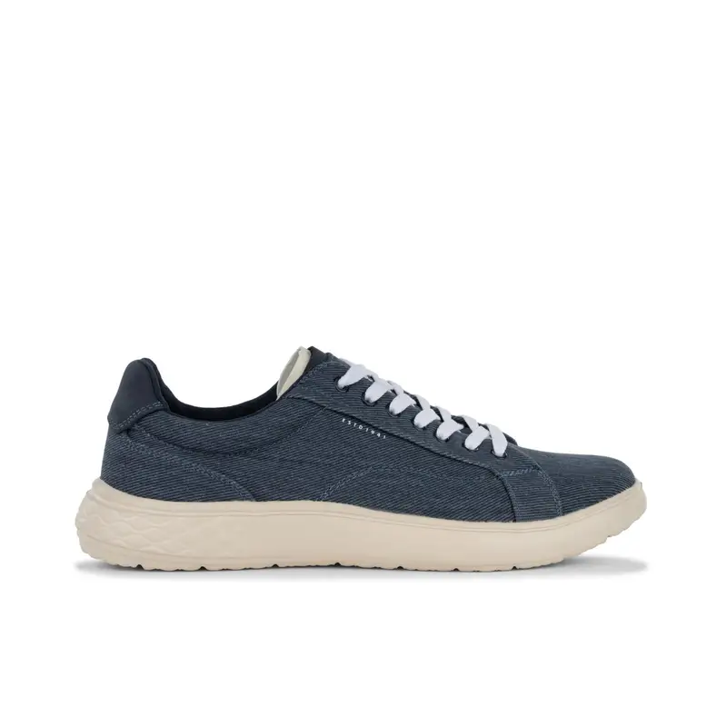 Sneakers blu da uomo in tela con lacci a contrasto