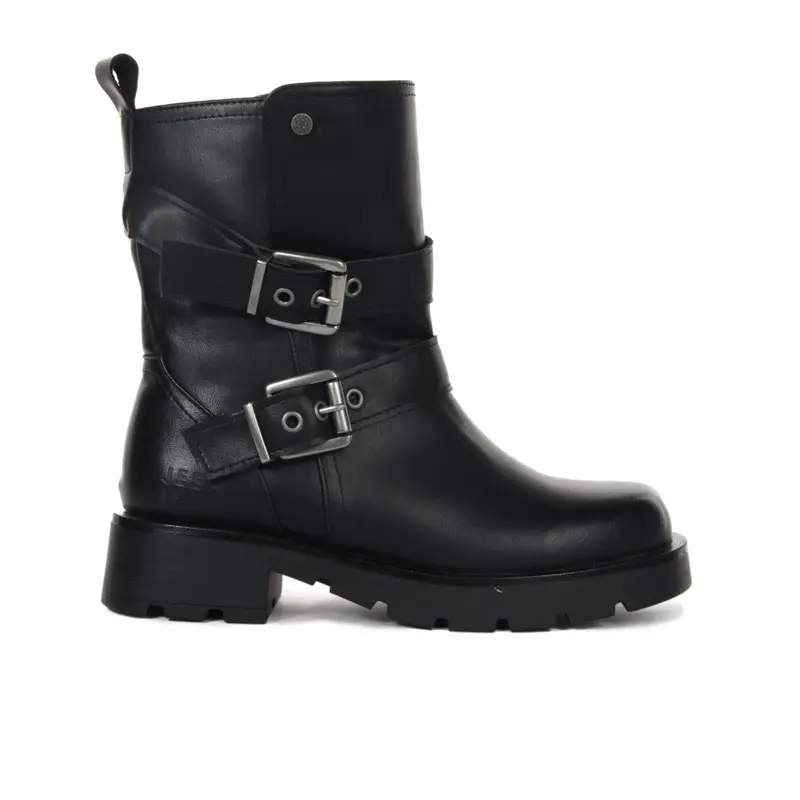 Stivaletti neri bassi biker con logo e doppia fibbia