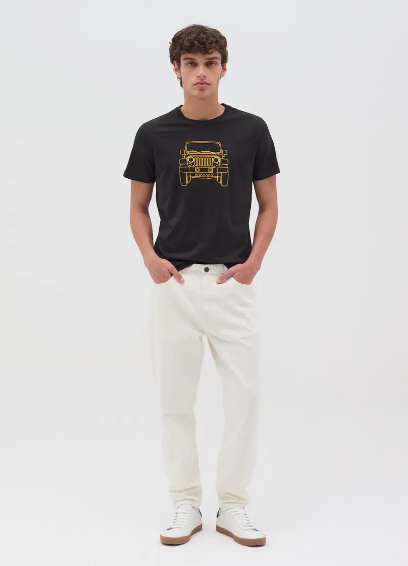 T-shirt In Cotone Con Stampa Jeep, Uomo, Nero