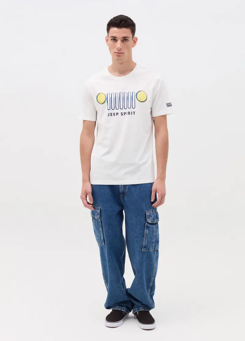 T-shirt In Cotone Stampa Jeep Spirit, Uomo, Bianco
