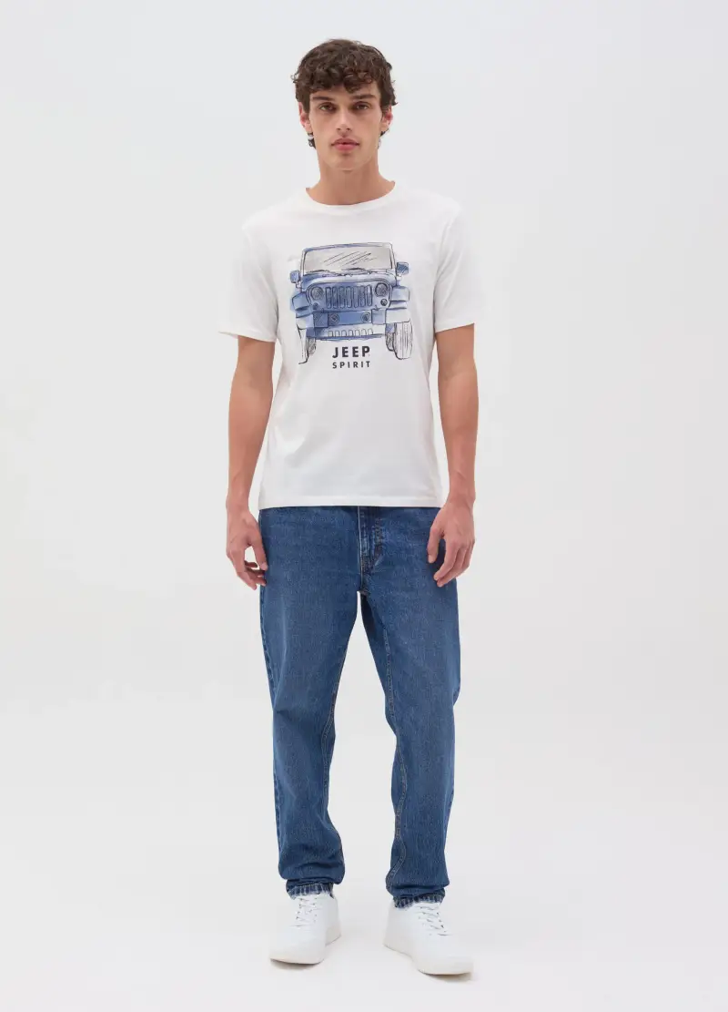 T-shirt In Cotone Stampa Jeep Spirit, Uomo, Bianco