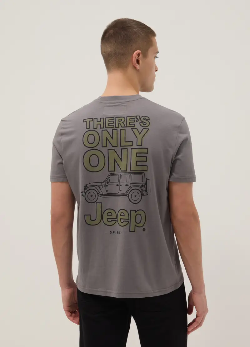 T-shirt In Puro Cotone Grigia Regular Fit Con Stampa Jeep, Uomo, Grigio miniatura 3