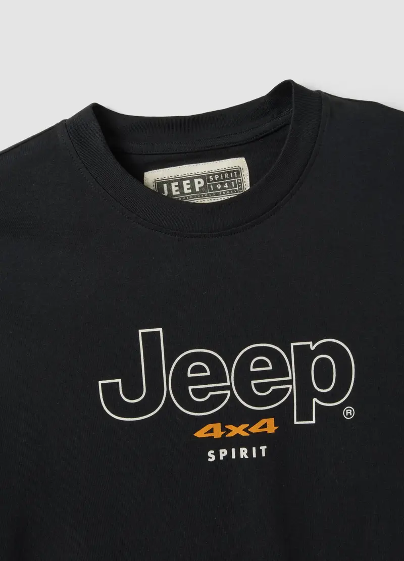 T-shirt In Puro Cotone Nero Regular Fit Con Stampa, Uomo, Nero miniatura 2