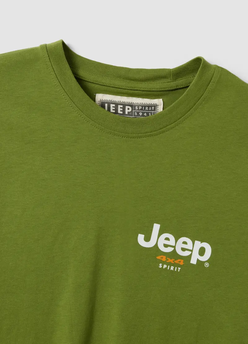 T-shirt In Puro Cotone Verde Regular Fit Con Stampa, Uomo, Verde miniatura 2