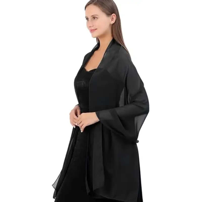 Jeffdad Sheer, sciarpa in chiffon, stola per abito da sera, da donna, 200 x 70 cm, in morbido chiffon, leggero, sciarpa miniatura 2