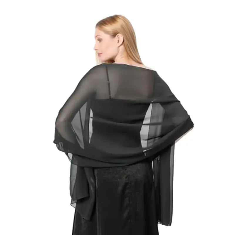 Jeffdad Sheer, sciarpa in chiffon, stola per abito da sera, da donna, 200 x 70 cm, in morbido chiffon, leggero, sciarpa miniatura 3