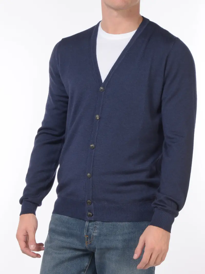 cardigan da uomo Jeordies tinta unita con bottoni Blu