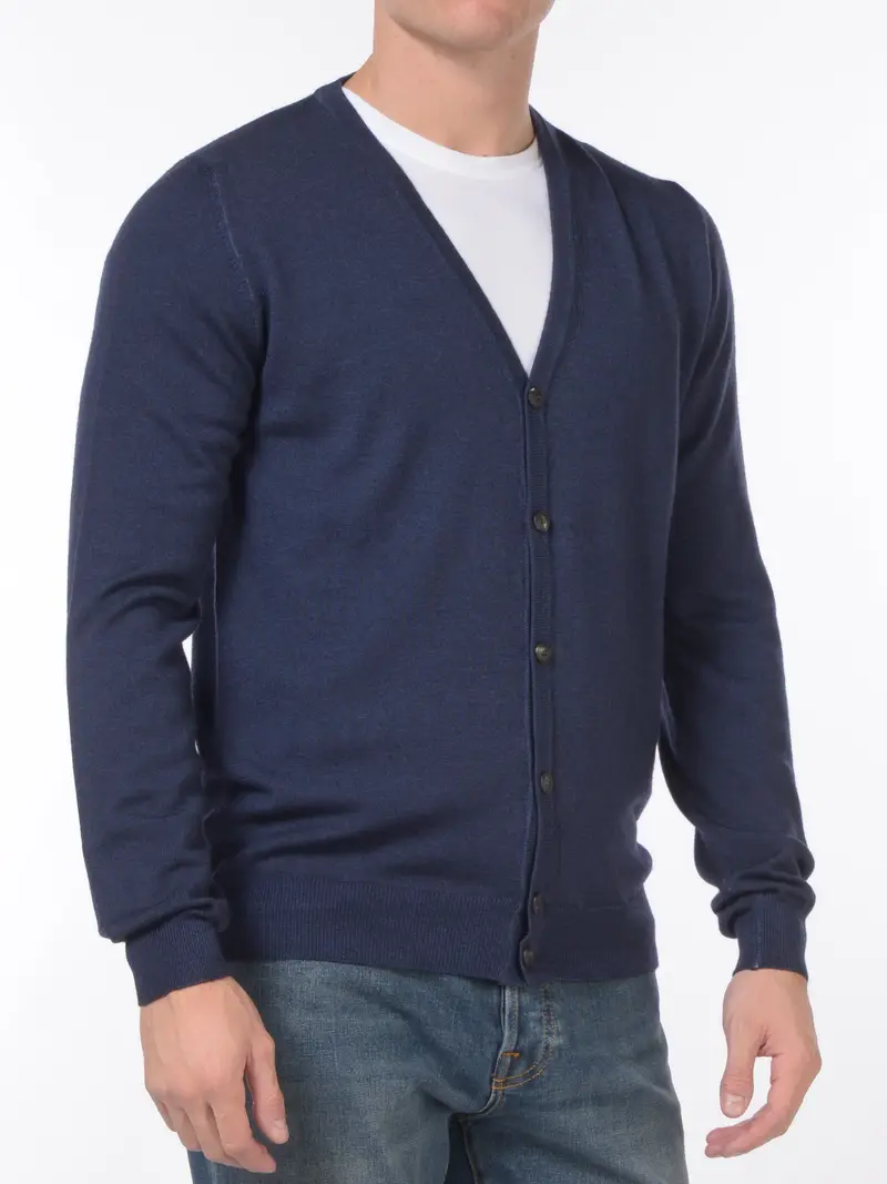 cardigan da uomo Jeordies tinta unita con bottoni Grigio miniatura 2