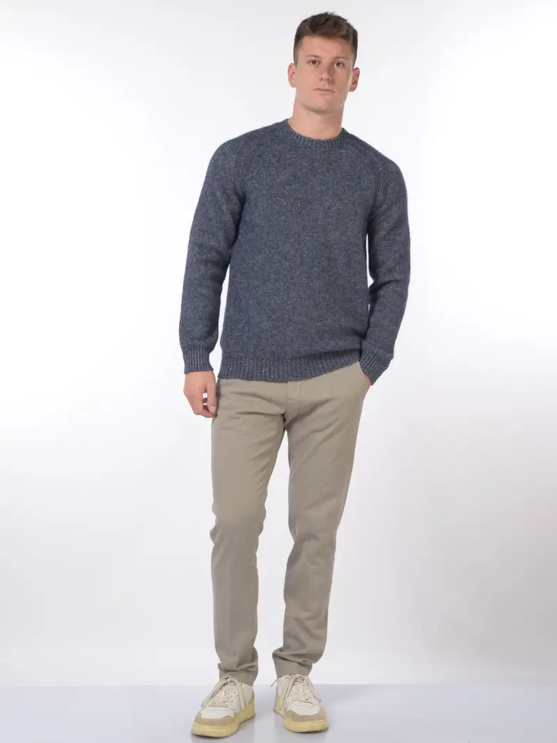 maglia da uomo Jeordies girocollo con lavorazione Blu