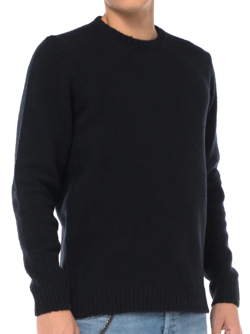 maglia da uomo Jeordies girocollo effetto ciniglia NERO