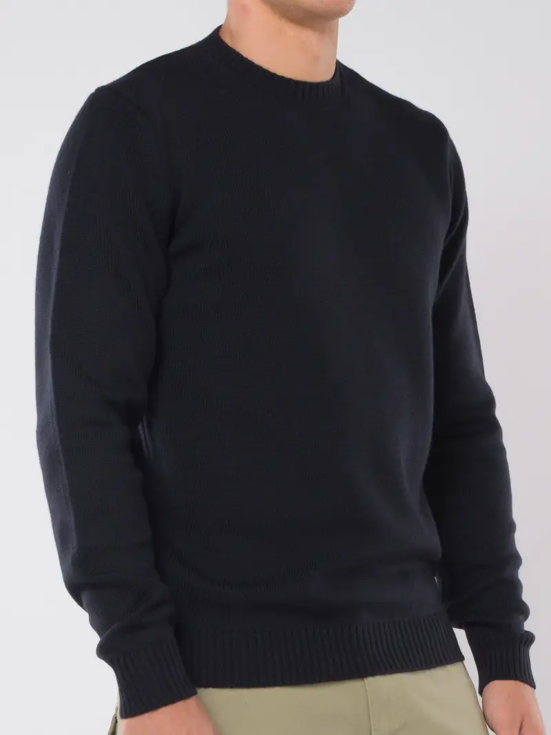 maglia da uomo Jeordies girocollo in lana NERO miniatura 2