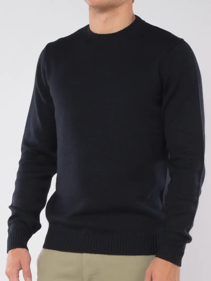 maglia da uomo Jeordies girocollo in lana NERO