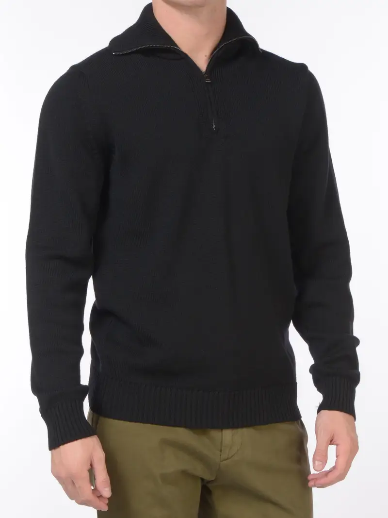 maglia da uomo Jeordies mezza zip collo alto NERO miniatura 2