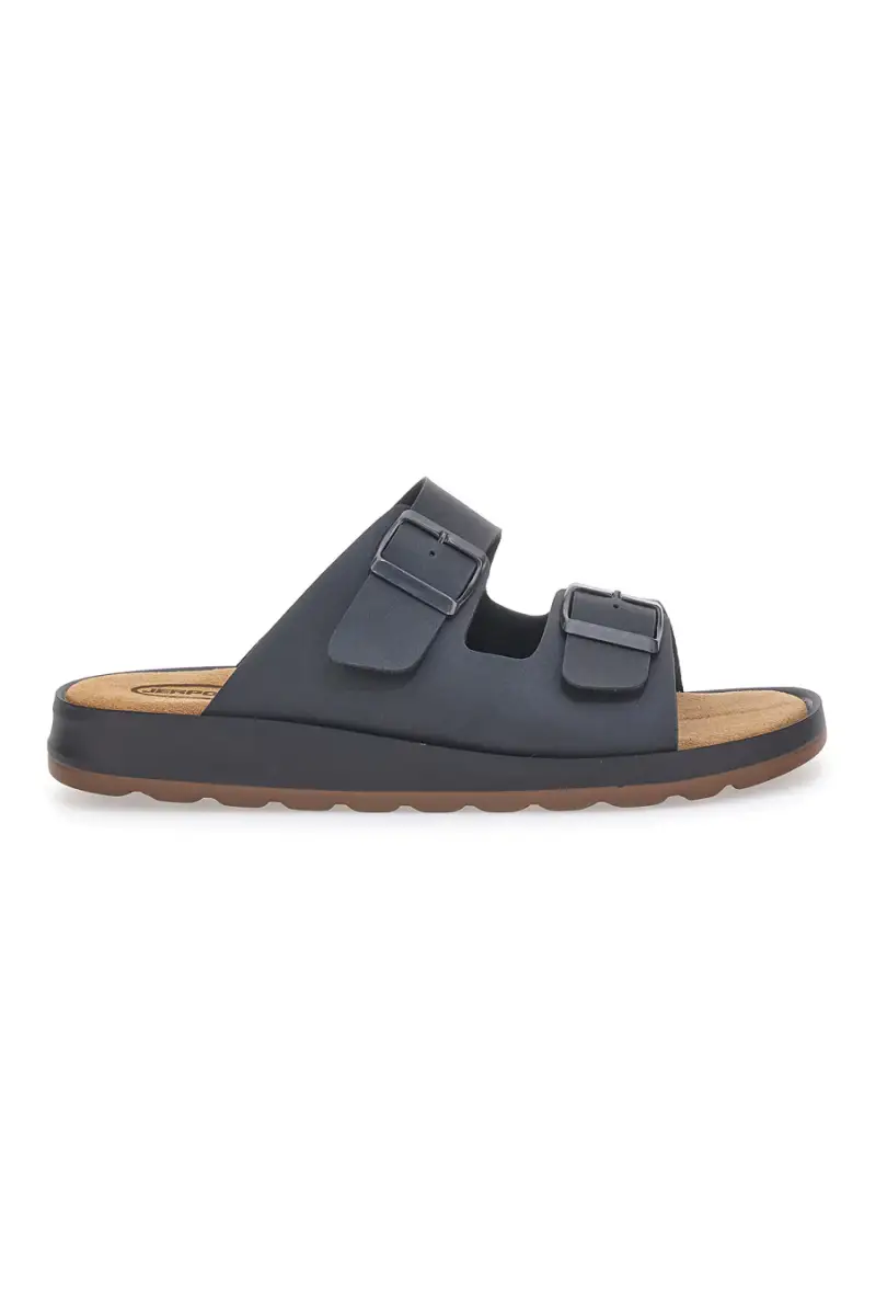 Ciabatte nere con doppia fibbia suola flessibile JERPOINT B100BPS [NERO]