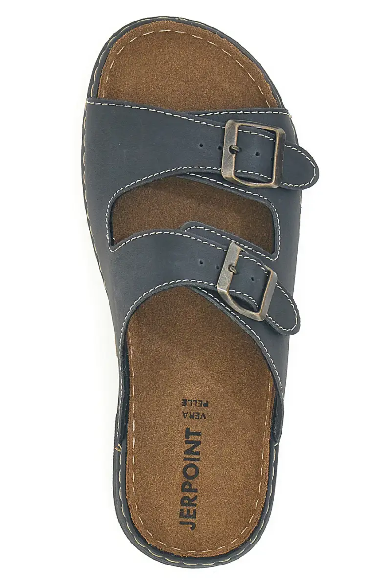 Ciabatte nere da uomo con doppia fibbia regolabile e plantare morbido Jerpoint 636PS [NERO] miniatura 3