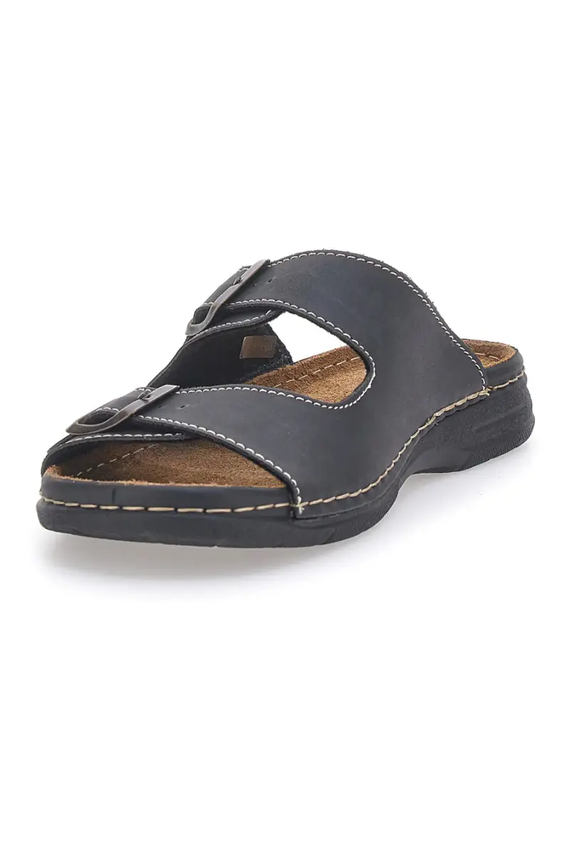 Ciabatte nere da uomo con doppia fibbia regolabile e plantare morbido Jerpoint 636PS [NERO] miniatura 4