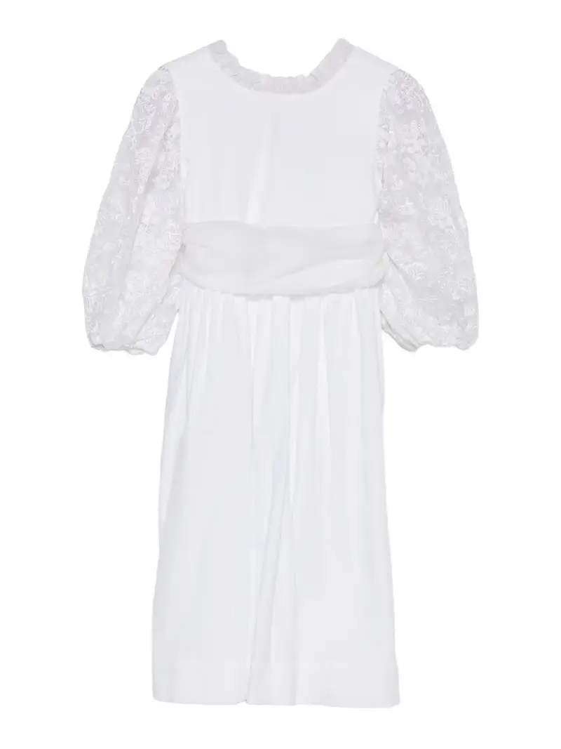 Abito Con Maniche In Pizzo Bianco