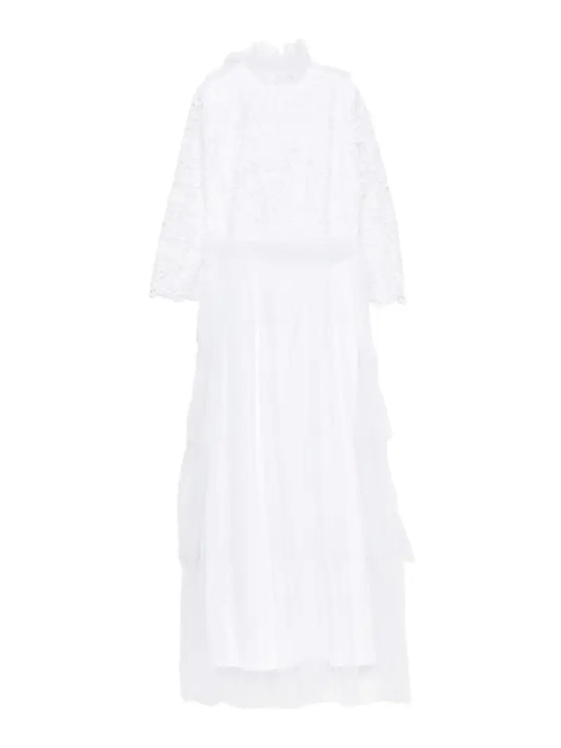 Abito Con Volant In Pizzo Bianco