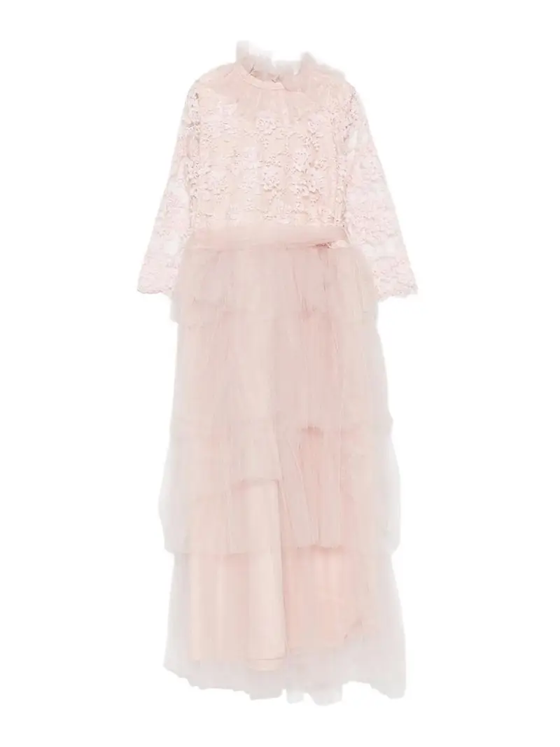 Abito In Tulle E Pizzo Color Carne E Neutri