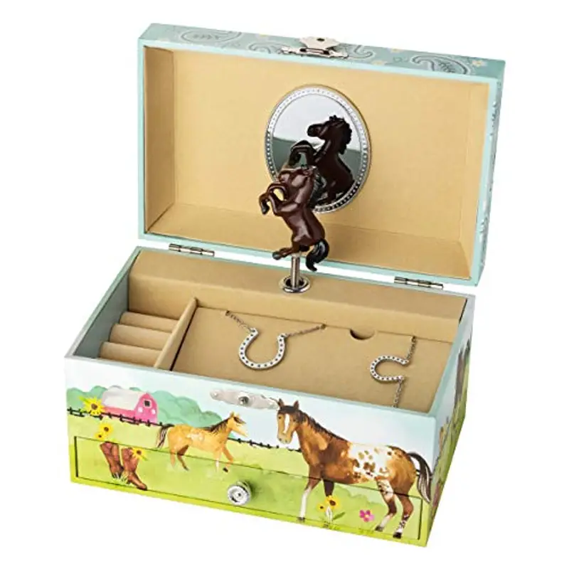 Jewelkeeper - Carillon portagioielli con Cavallo e set di gioielli per bambine - 3 regali a tema cavalli per ragazze miniatura 2