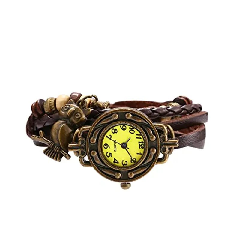 JewelryWe Orologio a Quarzo Bracciale in Pelle da Donna Ragazza Ciondolo Grufo