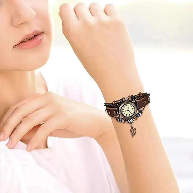 JewelryWe - Orologio da Polso Cinturino in Pelle Ciondolo a Forma di Foglie Regalo per Festa dei Bambini Ragazzi miniatura 2