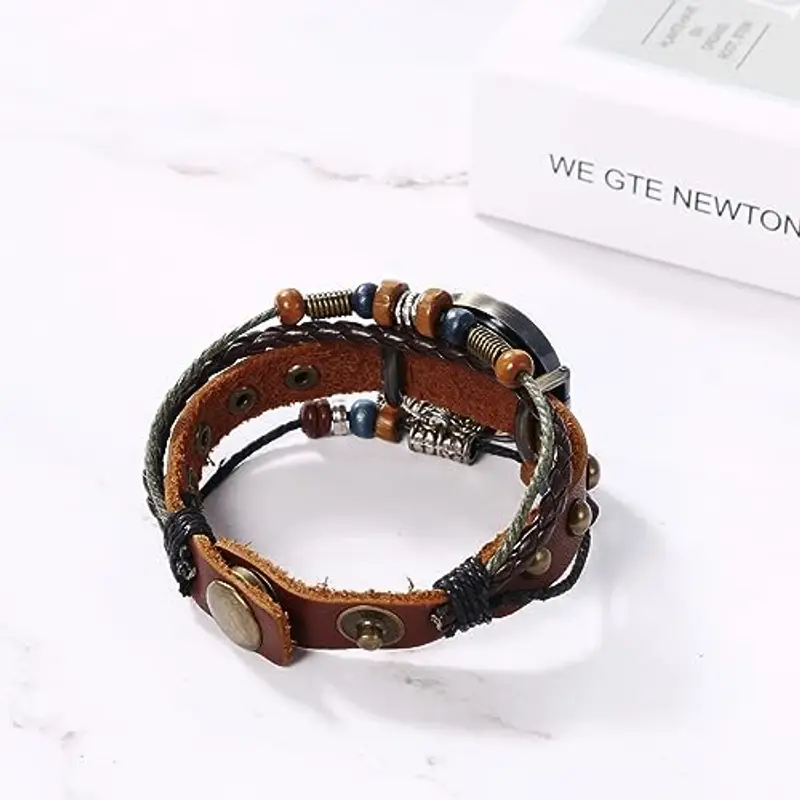 JewelryWe - Orologio da Polso Cinturino in Pelle Ciondolo a Forma di Foglie Regalo per Festa dei Bambini Ragazzi miniatura 3