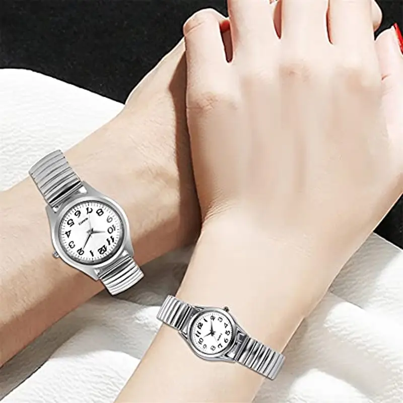 JewelryWe Orologio da Polso Da Coppia, Cinturino in Metallo Retro Vintage Orologio al Quarzo Piccolo, Buon Regalo, Festa della Mamma, Festa del Papa miniatura 2