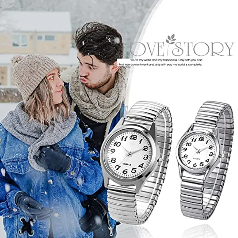 JewelryWe Orologio da Polso Da Coppia, Cinturino in Metallo Retro Vintage Orologio al Quarzo Piccolo, Buon Regalo, Festa della Mamma, Festa del Papa miniatura 3