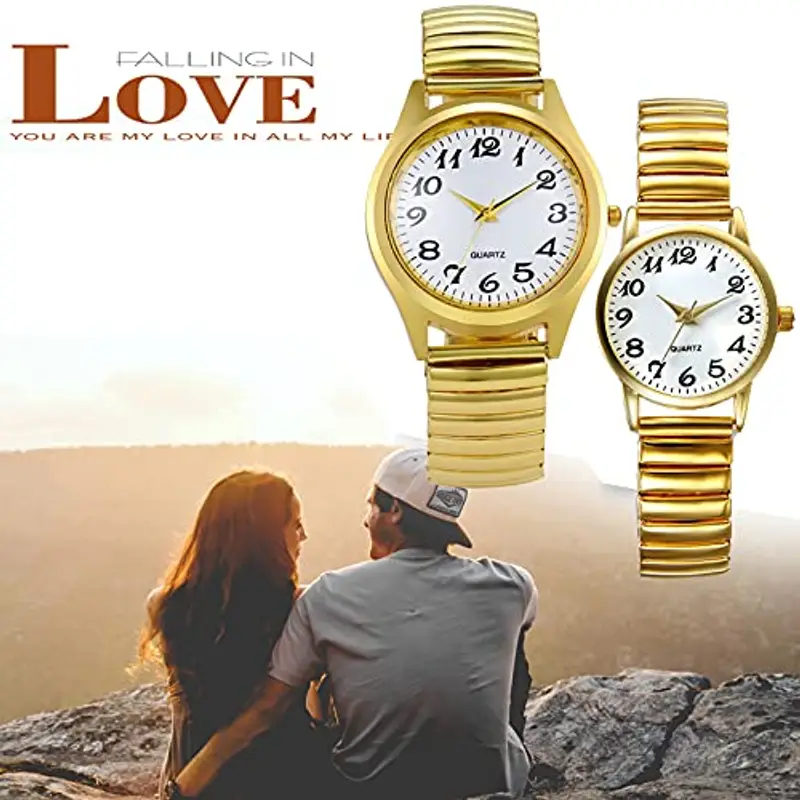 JewelryWe Orologio da Polso Da Coppia, Cinturino in Metallo Retro Vintage Orologio al Quarzo Piccolo, Buon Regalo, Festa della Mamma, Festa del Papa miniatura 3