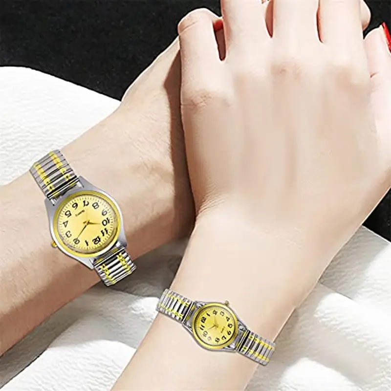 JewelryWe Orologio da Polso Da Coppia, Cinturino in Metallo Retro Vintage Orologio al Quarzo Piccolo, Buon Regalo, Festa della Mamma, Festa del Papa miniatura 2