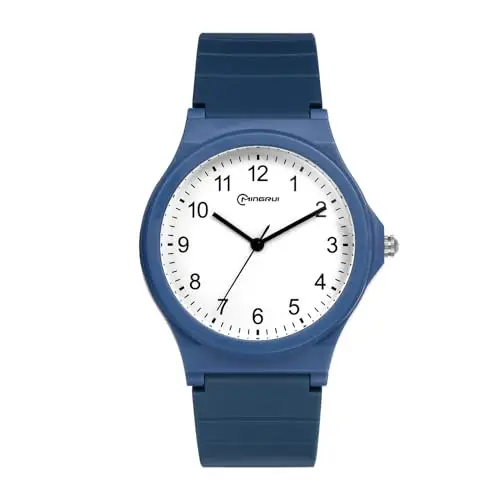 JewelryWe - Orologio da Polso in Silicone da Ragazzi Orologio Analogico al Quarzo Regalo per Donna Colore Blu
