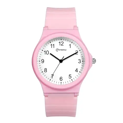 JewelryWe - Orologio da Polso in Silicone da Ragazzi Orologio Analogico al Quarzo Regalo per Donna Colore Rosa