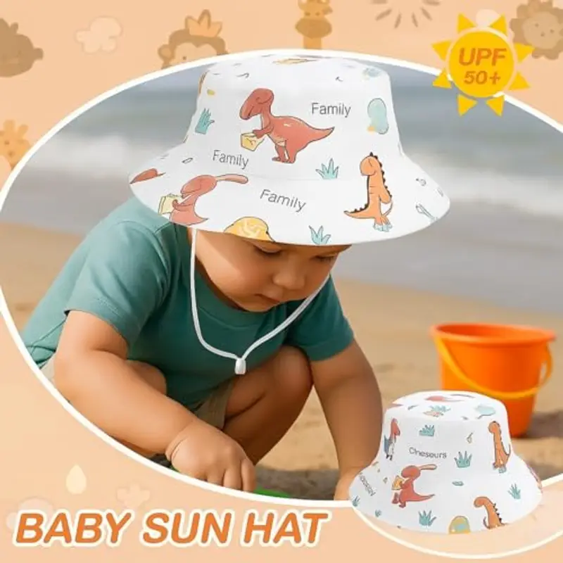JEYORZY 1 Cappello da Sole Bambino Estivo Regolabile Cappellino Bambini con Sottogola Cappello da Spiaggia con Protezione Solare Tesa Larga Cappello da Pescatore, per Bambini Ragazzi Ragazze 2-10 Anni miniatura 2