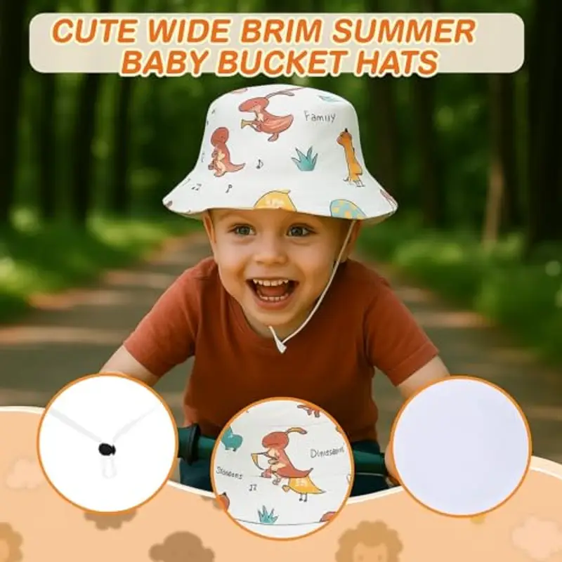 JEYORZY 1 Cappello da Sole Bambino Estivo Regolabile Cappellino Bambini con Sottogola Cappello da Spiaggia con Protezione Solare Tesa Larga Cappello da Pescatore, per Bambini Ragazzi Ragazze 2-10 Anni miniatura 3