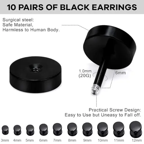 JEYORZY Orecchini Uomo Nero 3233681 miniatura 2