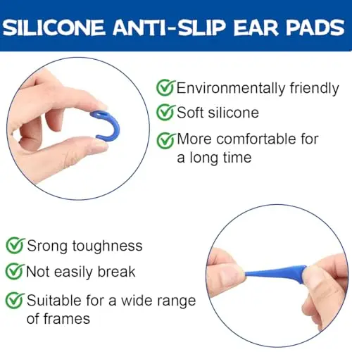 JEYORZY 12 Paia Ferma Occhiali, Ferma Occhiali In Silicone, Antiscivolo Gancio, Reggi Occhialis Stanghette antiscivolo miniatura 3