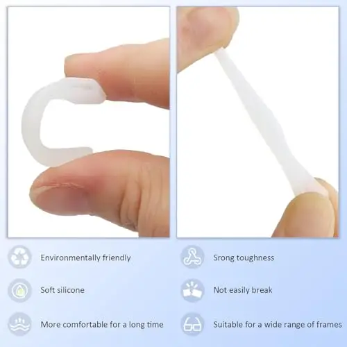 JEYORZY 12 Paia Ferma Occhiali, Ferma Occhiali in Silicone, Occhiali Antiscivolo Gancio, Antiscivolo Reggi Occhiali miniatura 2