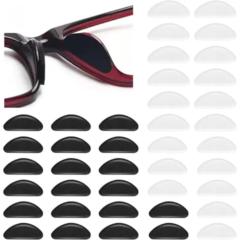JEYORZY 20 Paia Naselli per Occhiali Antiscivolo Occhiali Silicone, in silicone tipo D, Nasello Antiscivolo Comodi per d'Aria, Naselli Adesivi per Occhiali