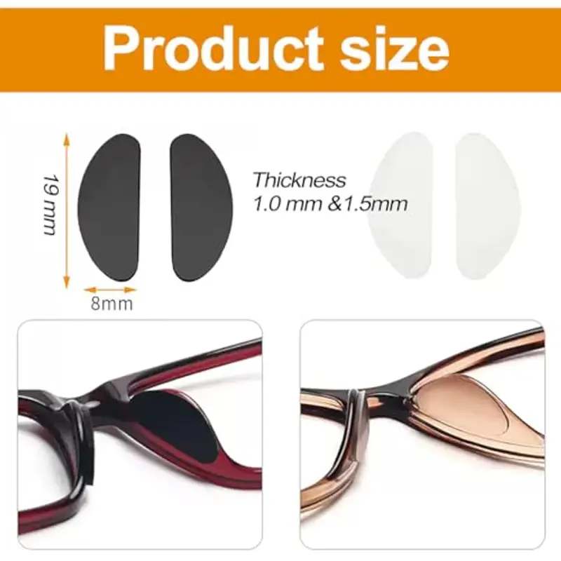 JEYORZY 20 Paia Naselli per Occhiali Antiscivolo Occhiali Silicone, in silicone tipo D, Nasello Antiscivolo Comodi per d'Aria, Naselli Adesivi per Occhiali miniatura 2