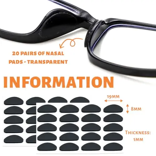 JEYORZY 20Paia Naselli per Occhiali Antiscivolo, Naselli per Occhiali Silicone, Nasello Antiscivolo Comodi, Naselli miniatura 2